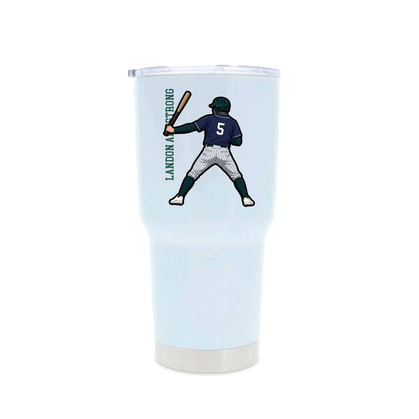 30oz Stainless Steel Tumbler — Name Vertical in White