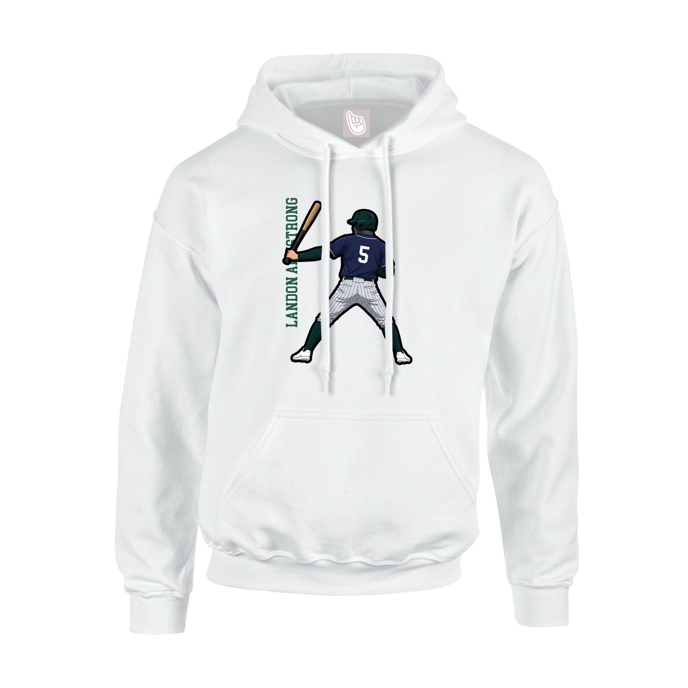 Youth Hoodie — Name Vertical in White