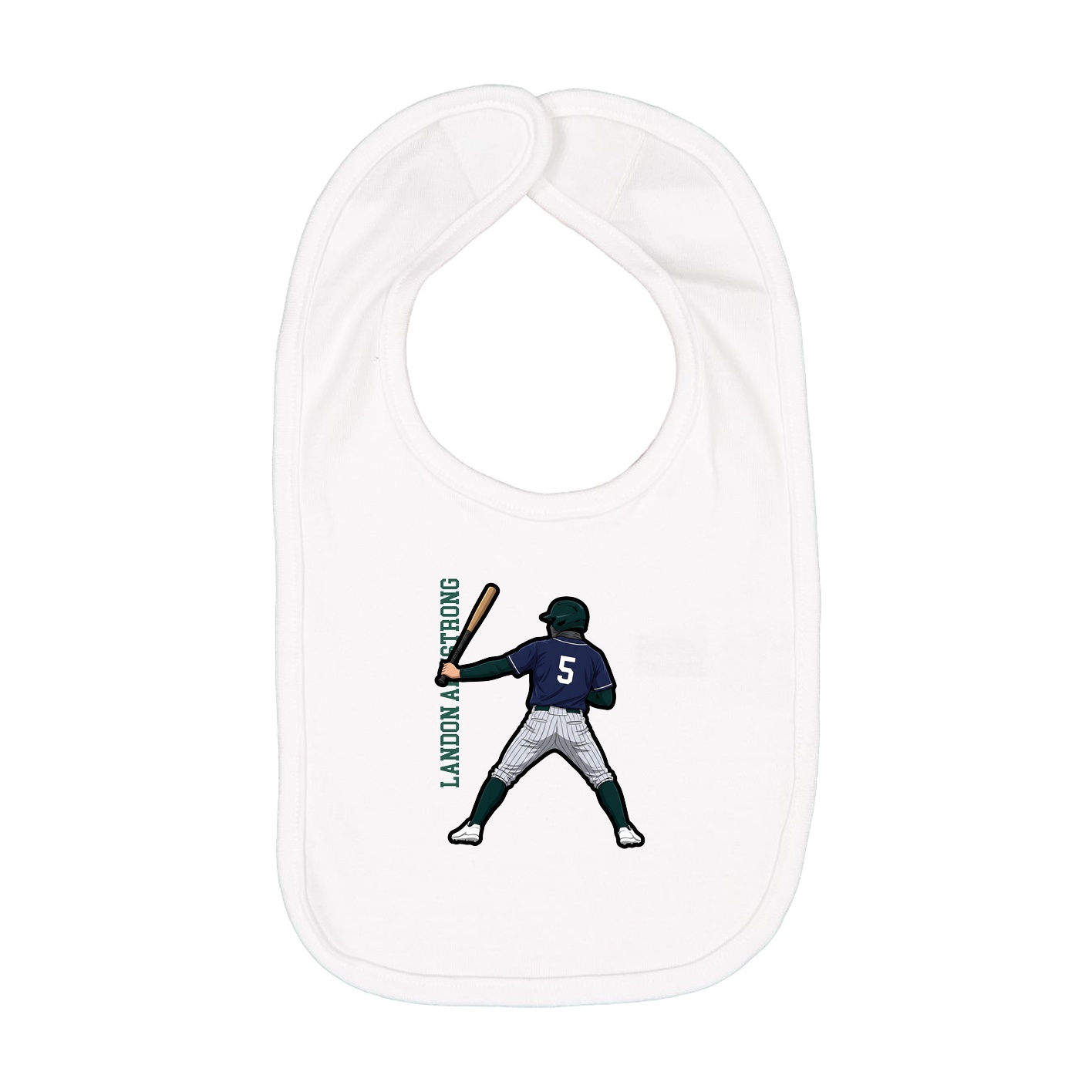 Infant Bib — Name Vertical in White