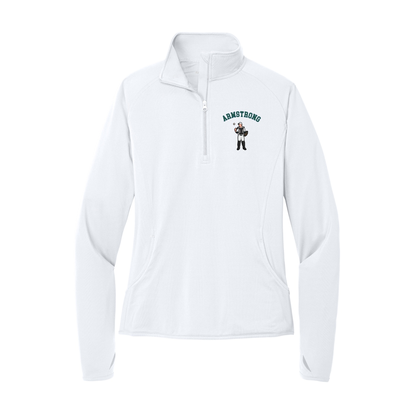 Women's Q-Zip Pullover — Shirsey Arch in White