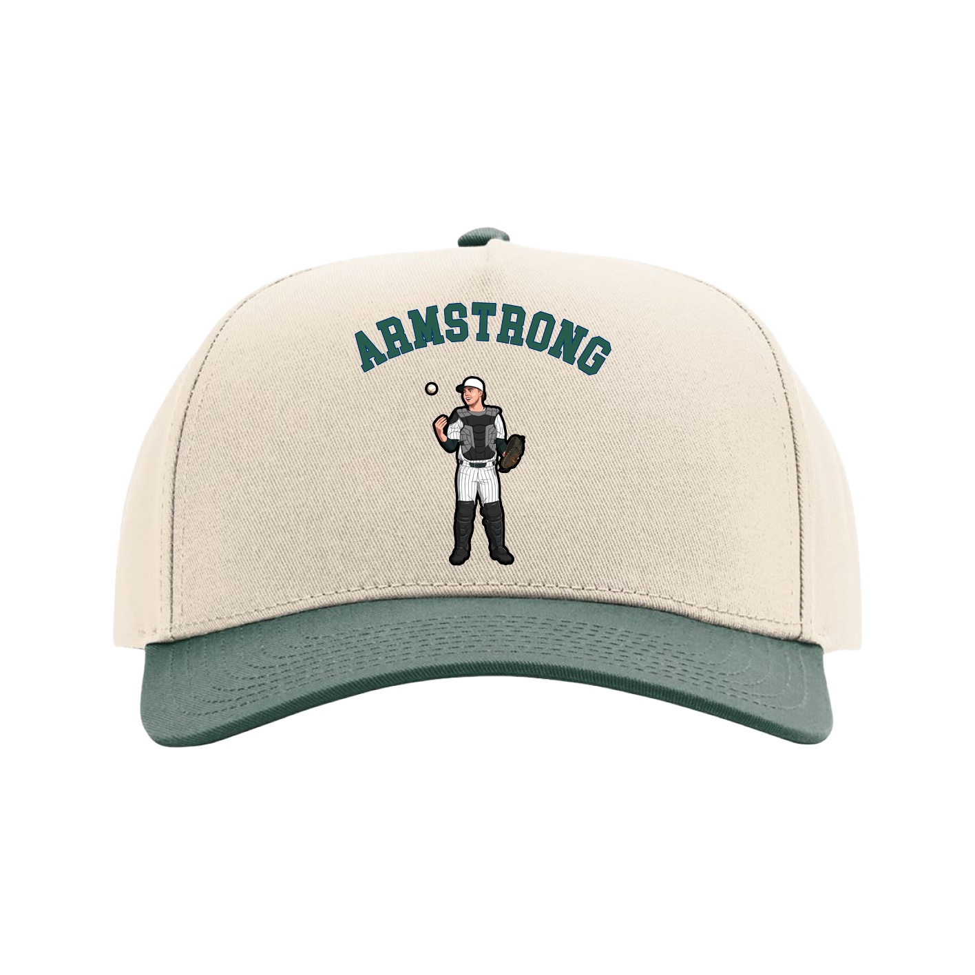 Full Fabric Five-Panel Champ Cap — Shirsey Arch in Cream/Green