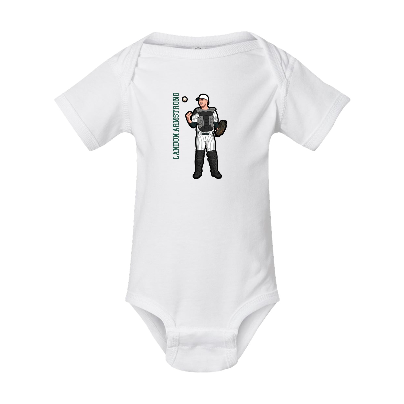 Baby Onesie — Name Vertical in White