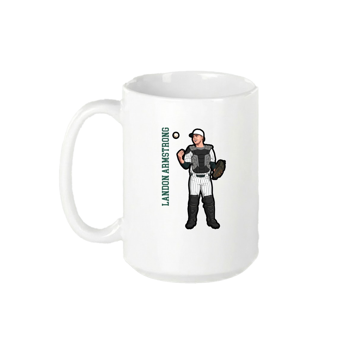 15oz Coffee Mug — Name Vertical in White