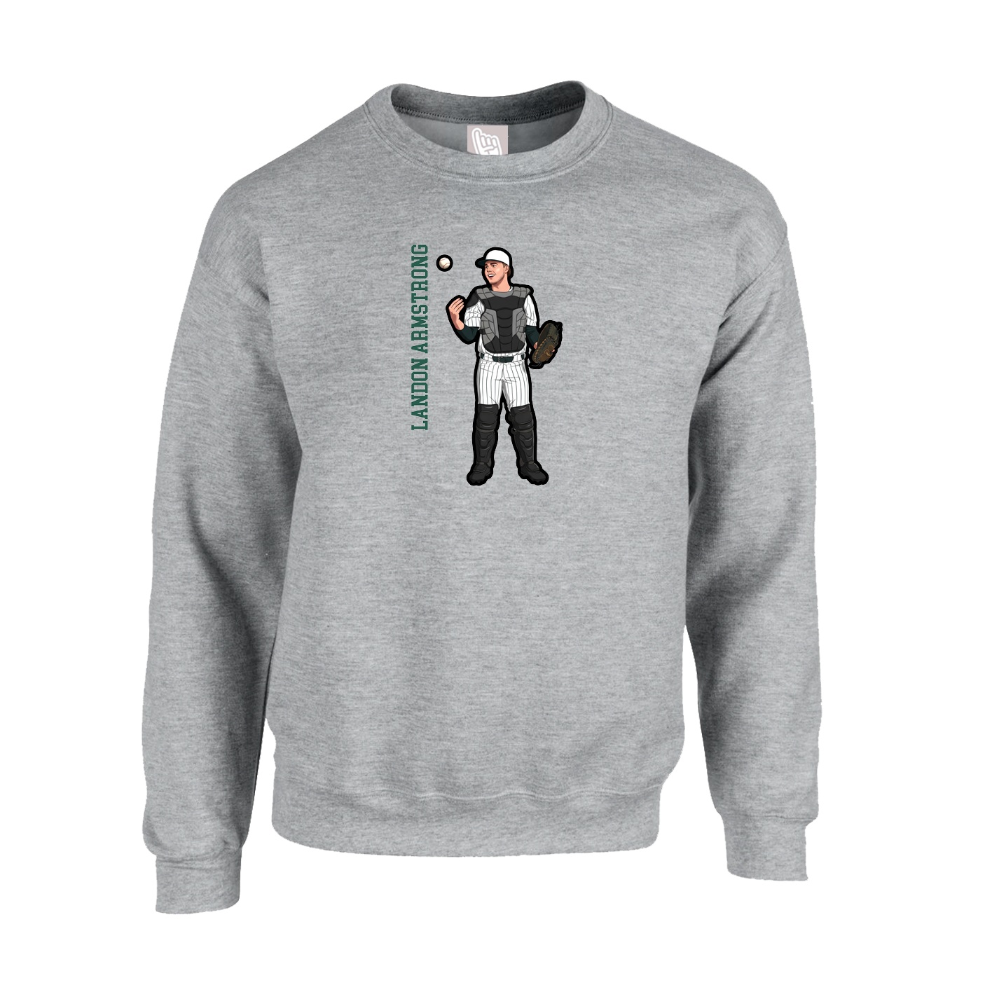 Fleece Crew — Name Vertical in Grey