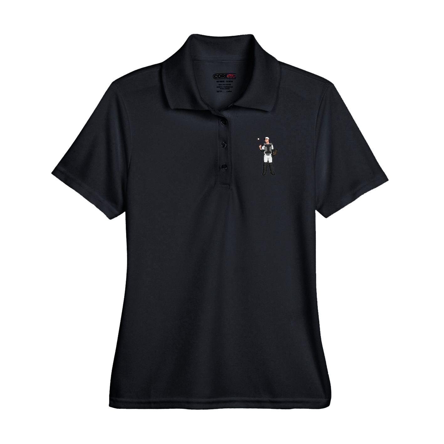 Performance Polo — Name Vertical in Black