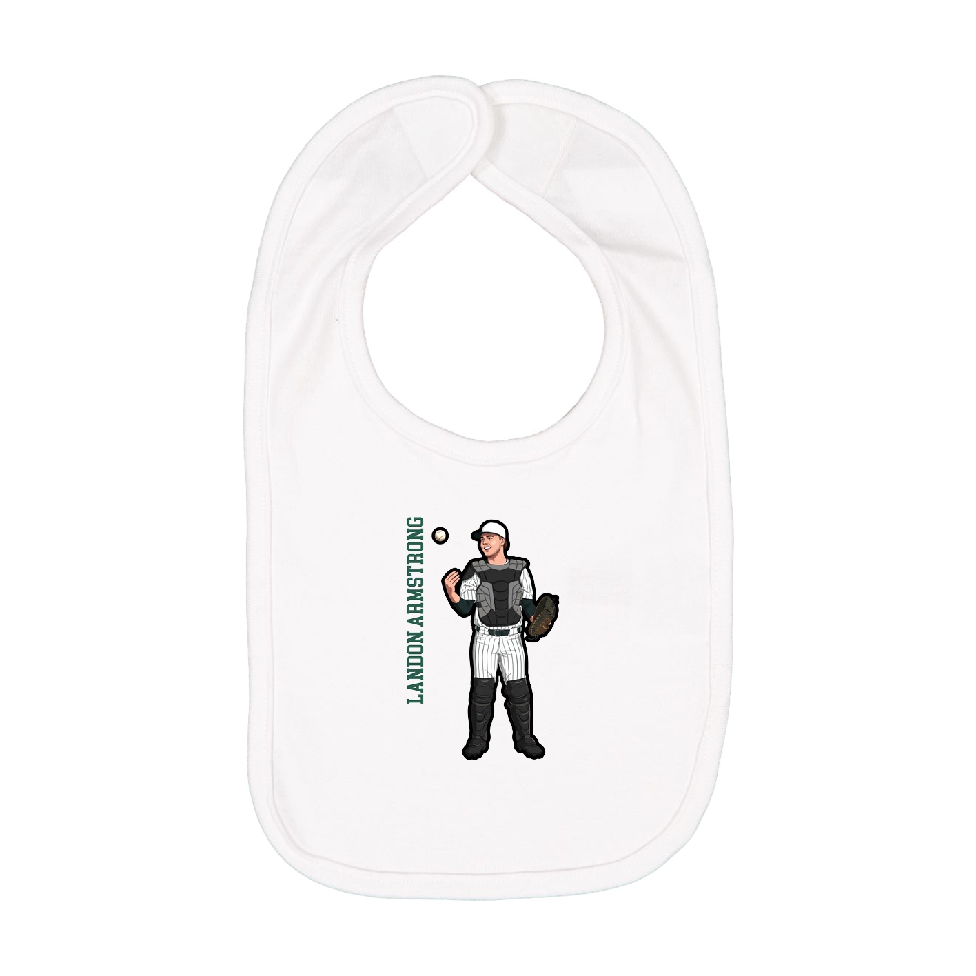 Infant Bib — Name Vertical in White