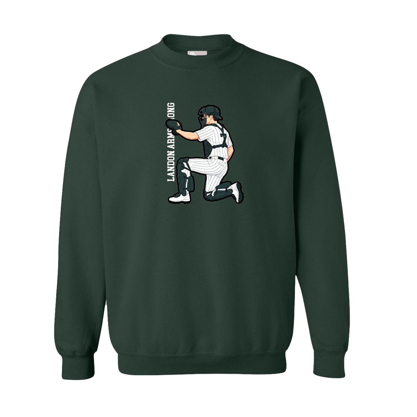 Fleece Crew — Name Vertical in Green