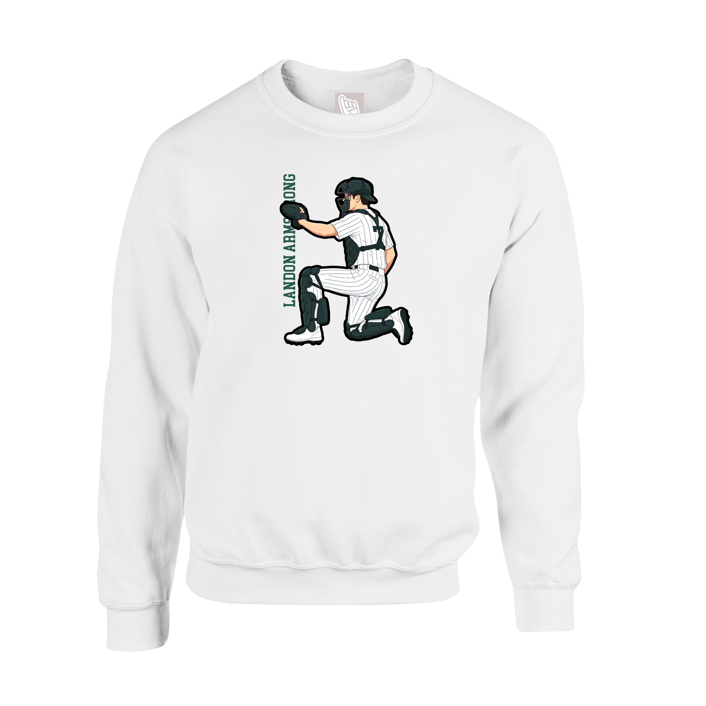 Fleece Crew — Name Vertical in White