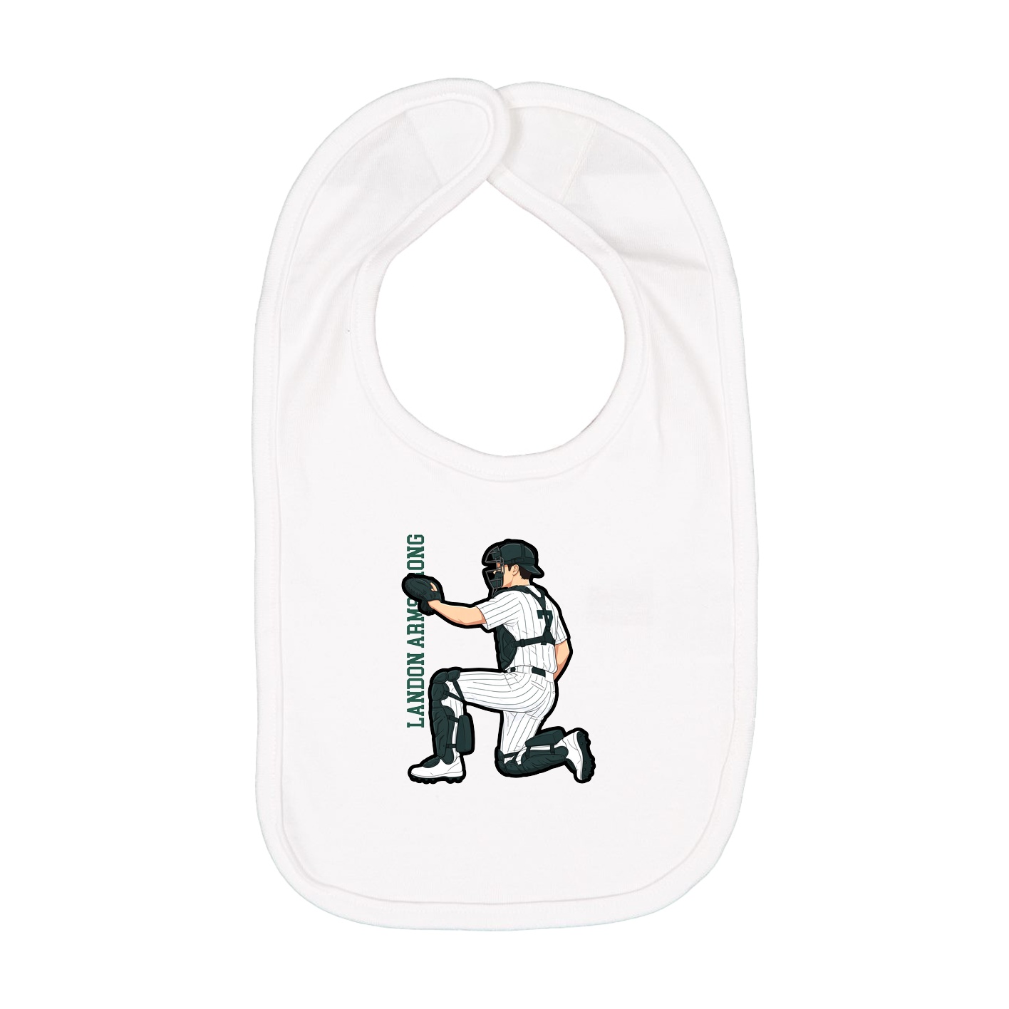 Infant Bib — Name Vertical in White