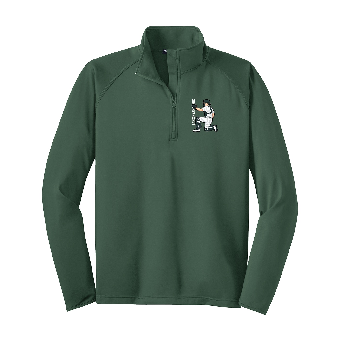 Q-Zip Pullover — Name Vertical in Green
