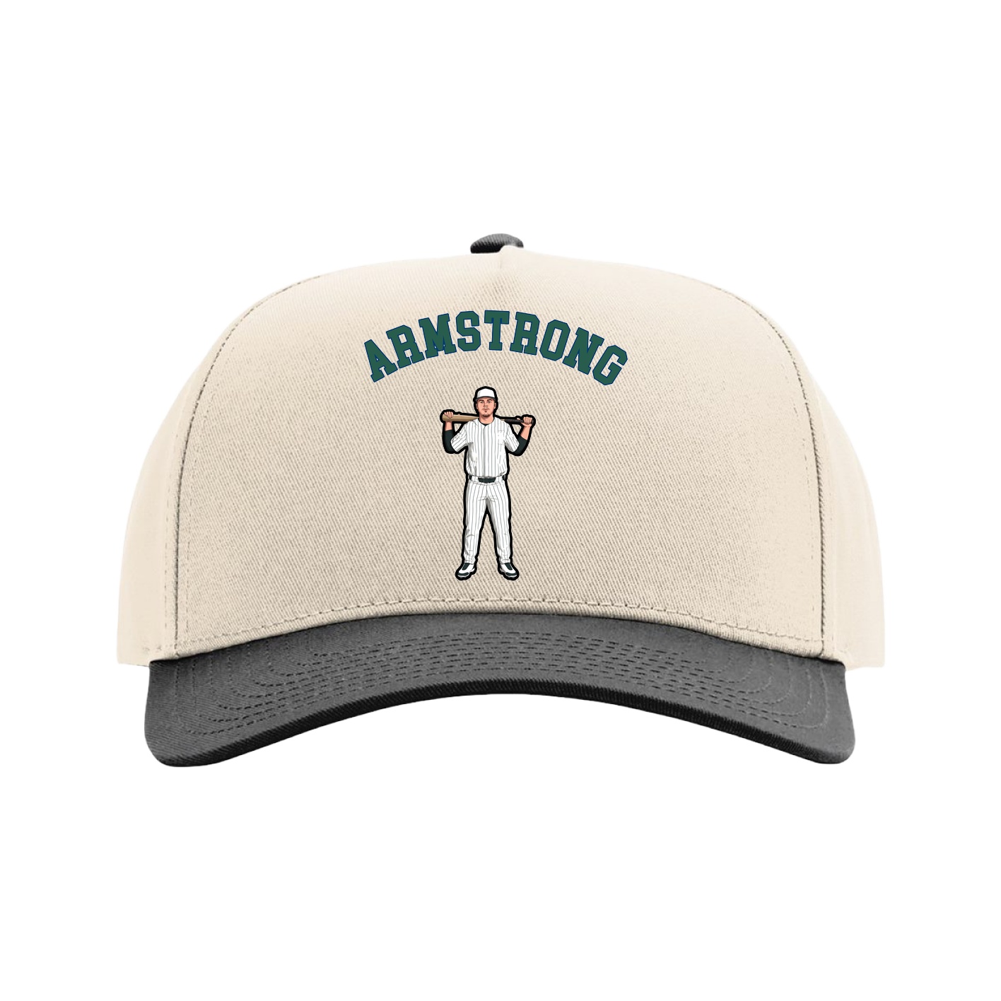 Full Fabric Five-Panel Champ Cap — Shirsey Arch in Cream/Black
