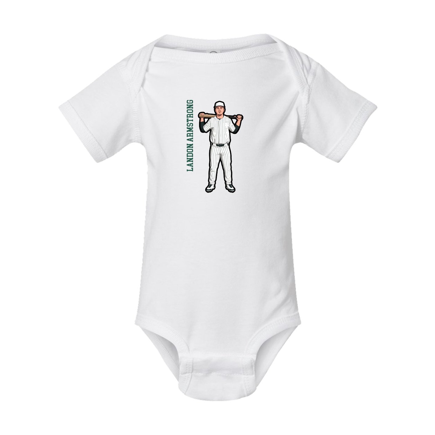 Baby Onesie — Name Vertical in White
