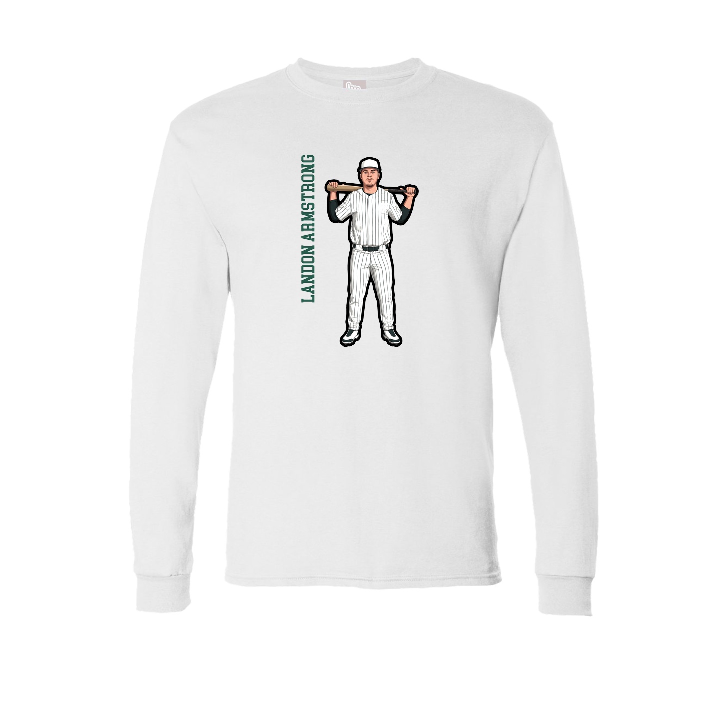 Long Sleeve Tee — Name Vertical in White