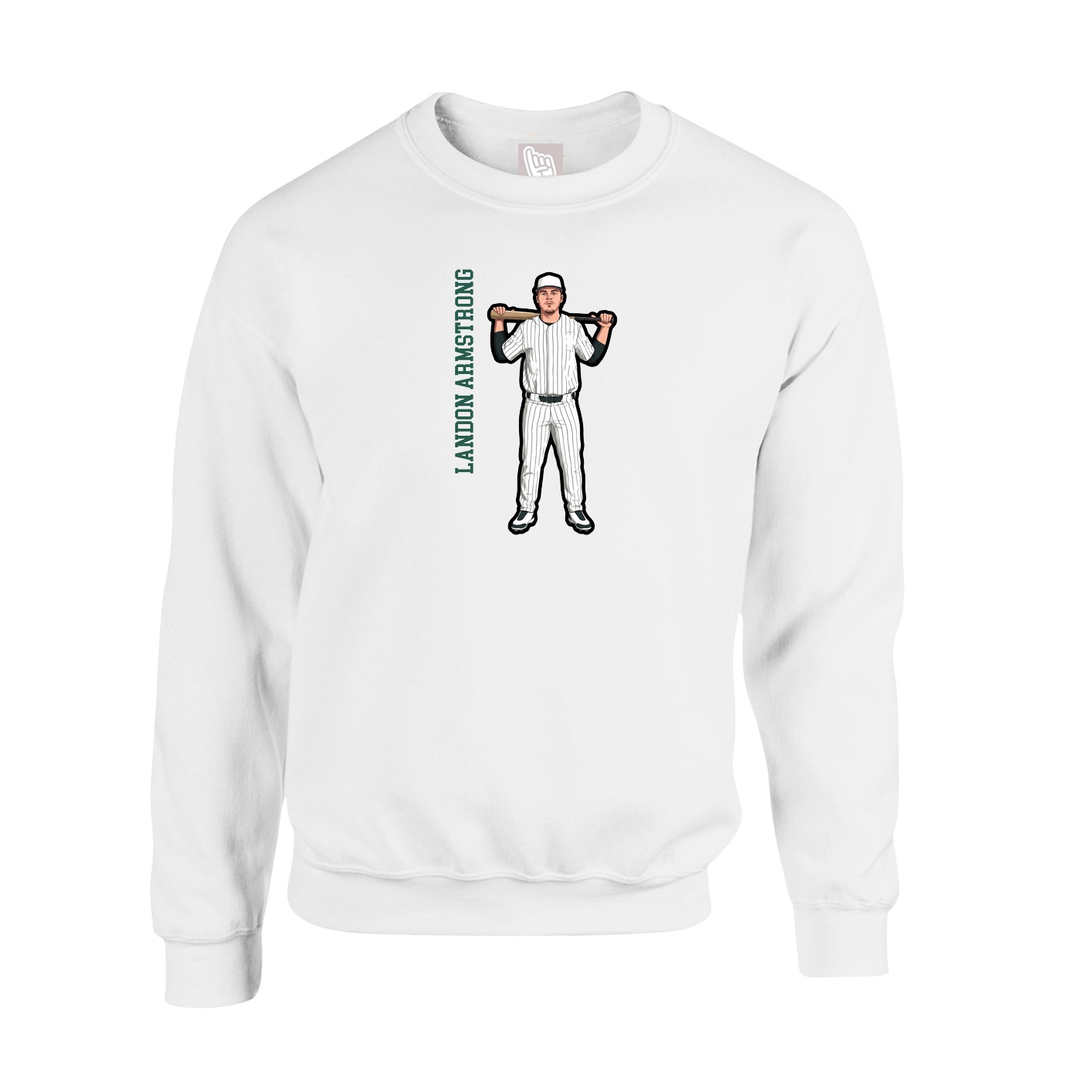 Fleece Crew — Name Vertical in White