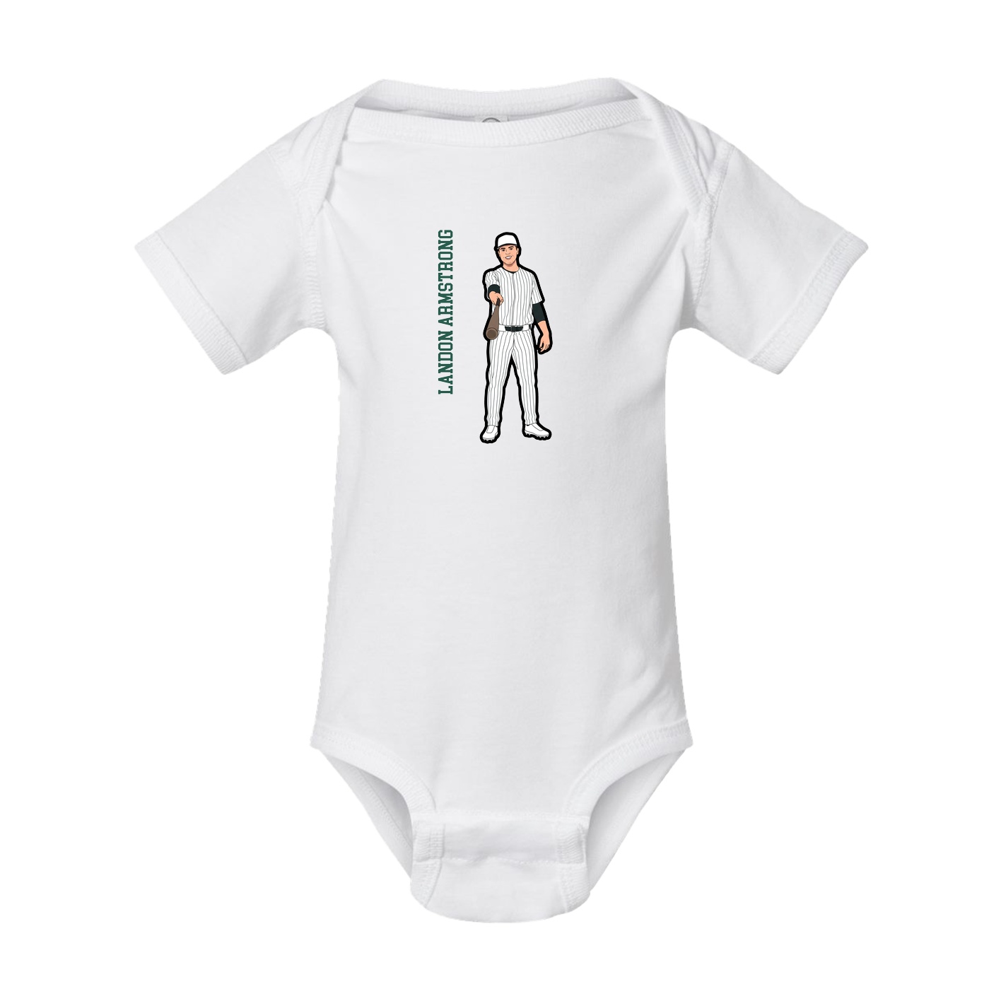 Baby Onesie — Name Vertical in White