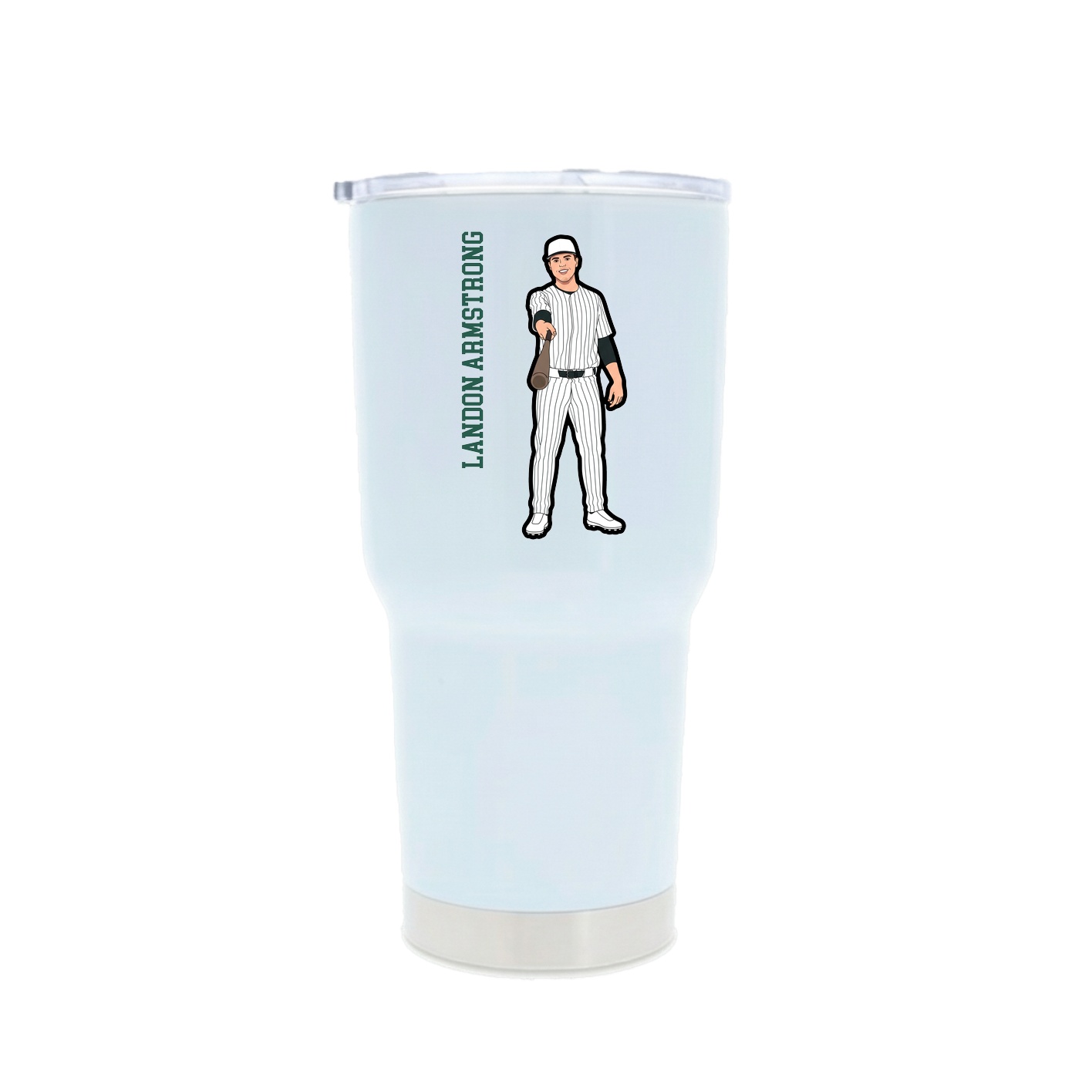 30oz Stainless Steel Tumbler — Name Vertical in White