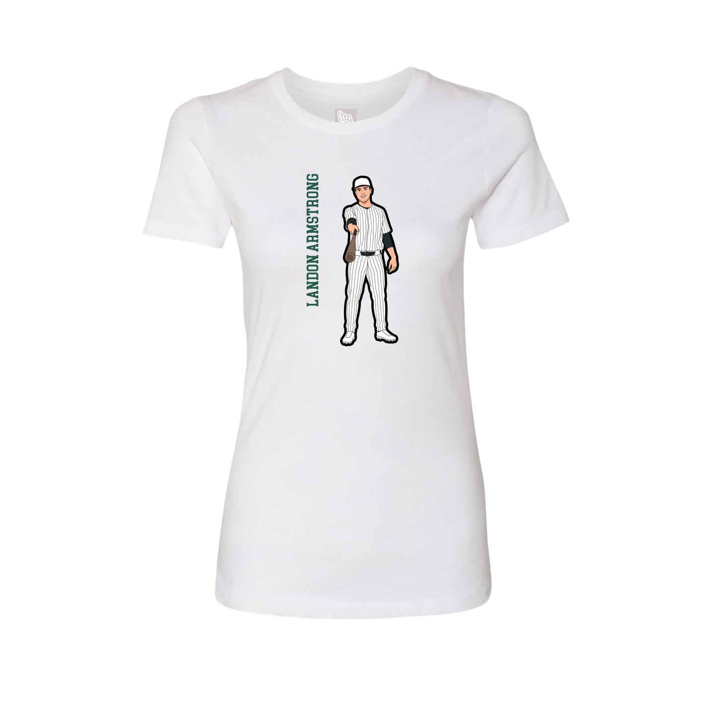 Womens Tee — Name Vertical in White