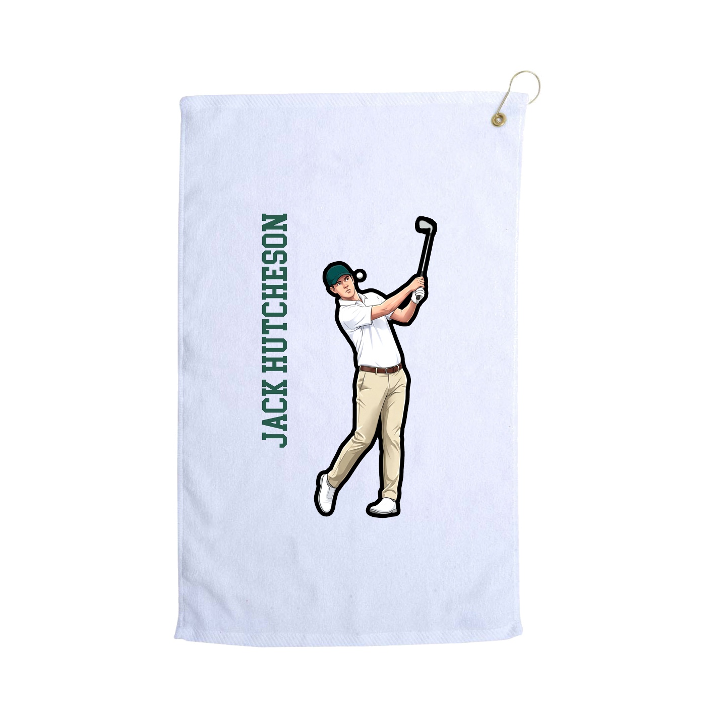 Golf Towel — Name Vertical in White