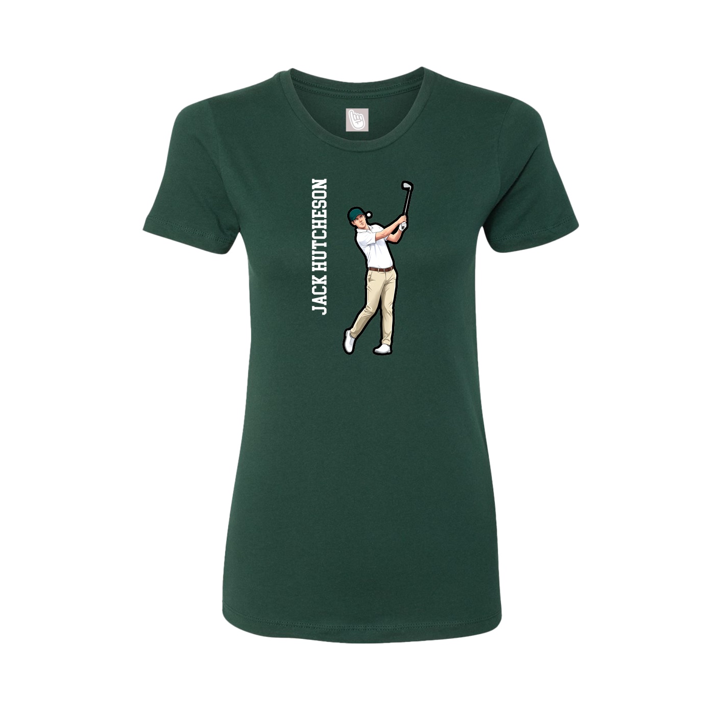 Fitted Women's Tee — Name Vertical in Green