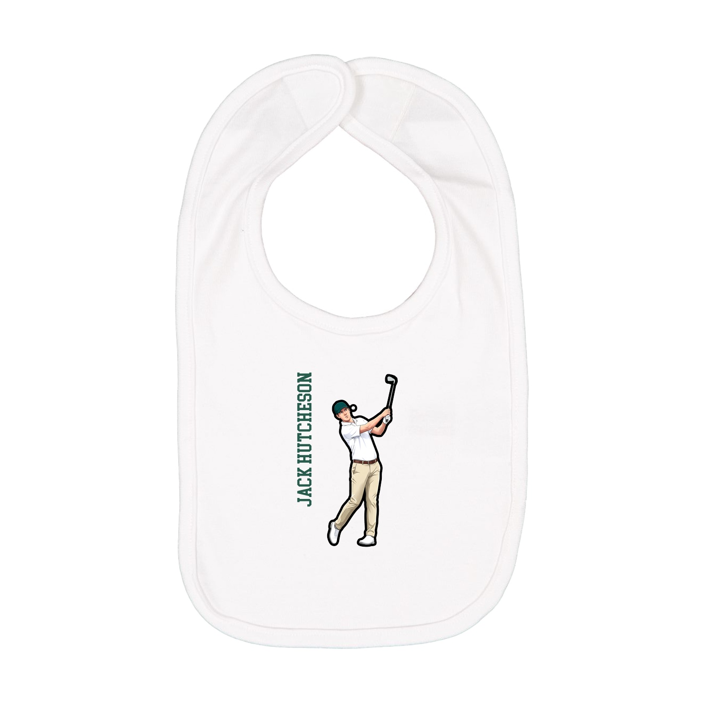 Infant Bib — Name Vertical in White