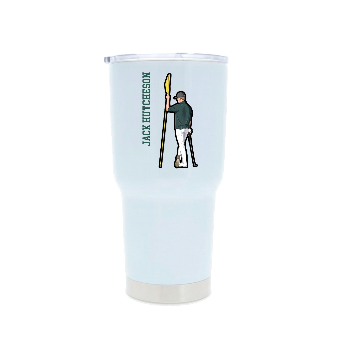 30oz Stainless Steel Tumbler — Name Vertical in White