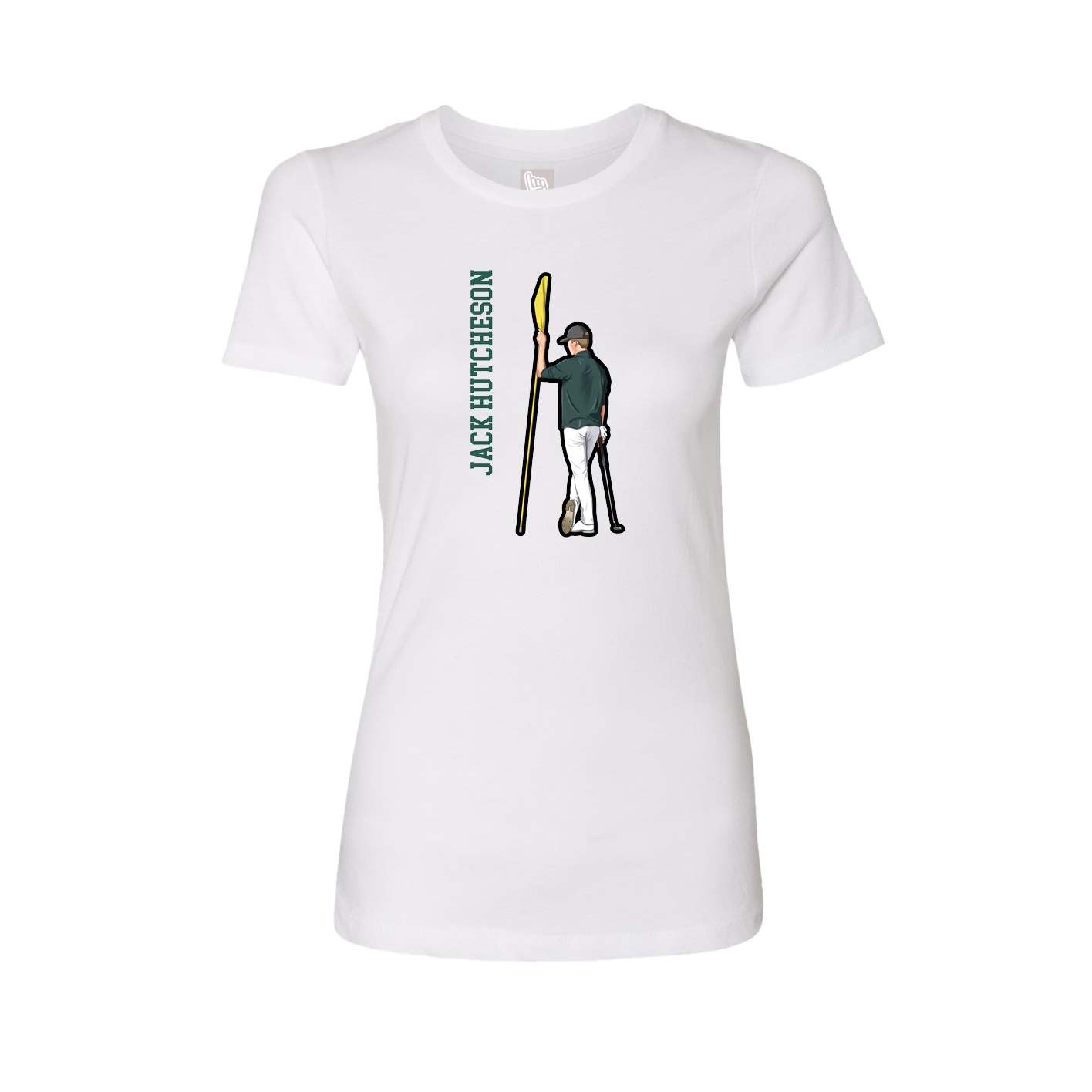 Fitted Women's Tee — Name Vertical in White