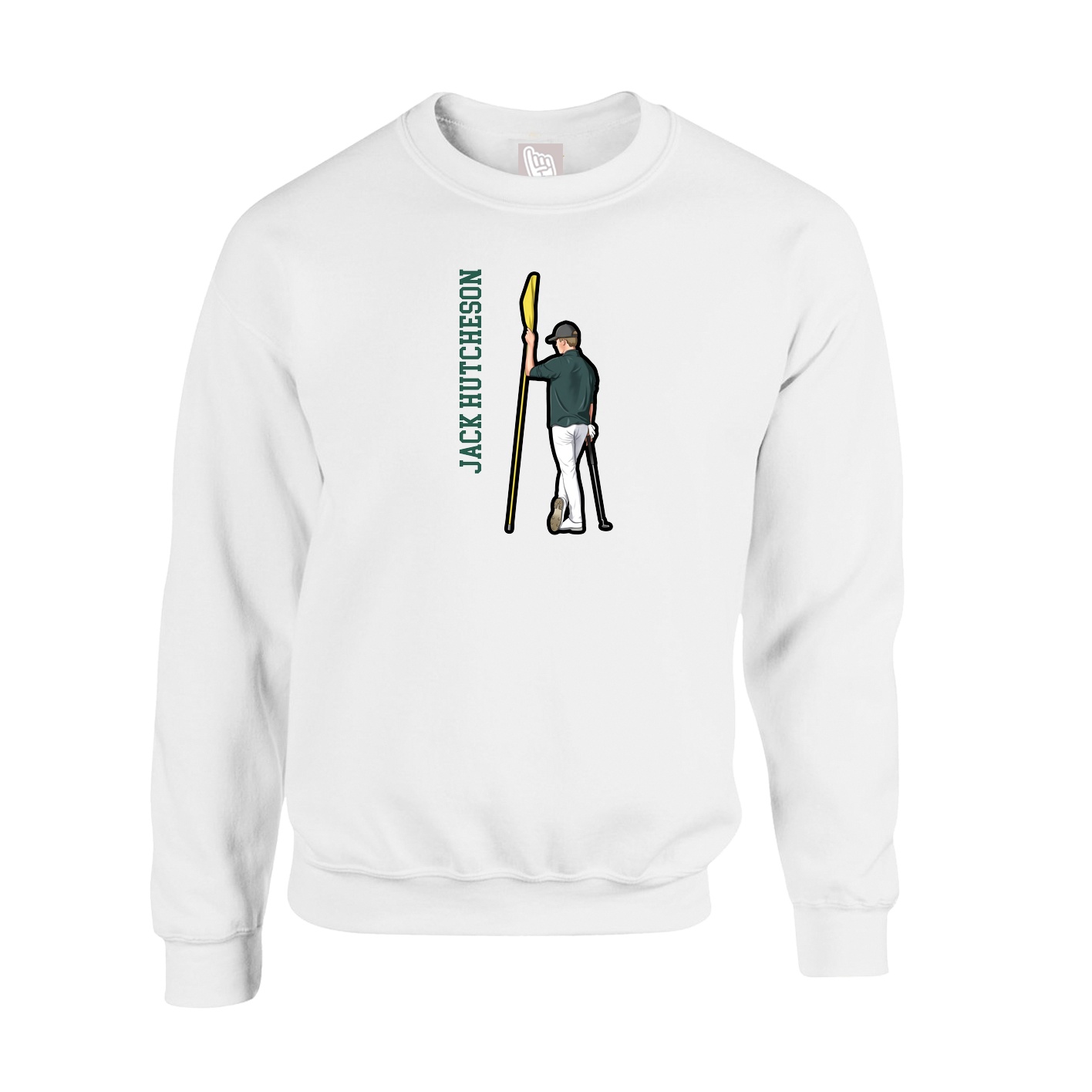 Fleece Crew — Name Vertical in White