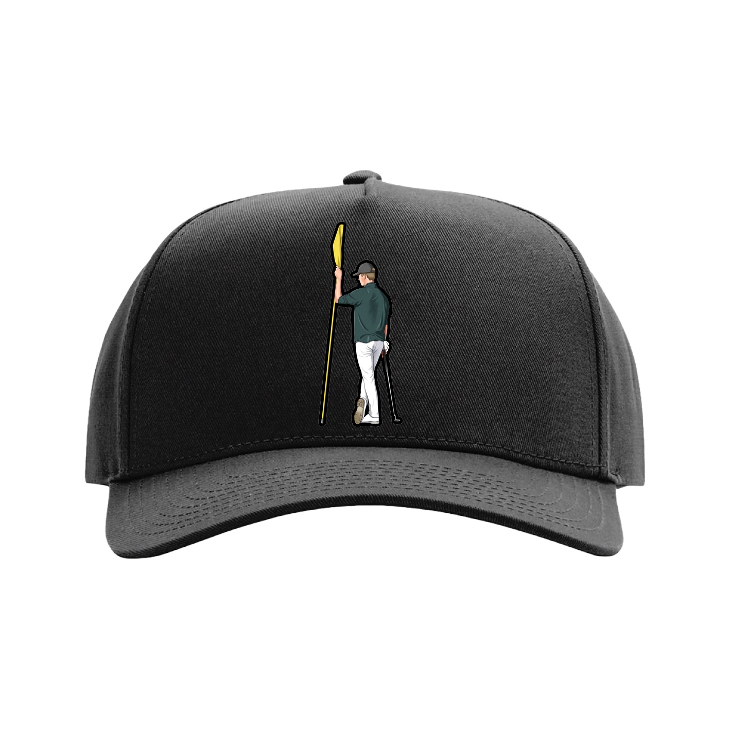 Full Fabric Five-Panel Champ Cap — Name Vertical in Black