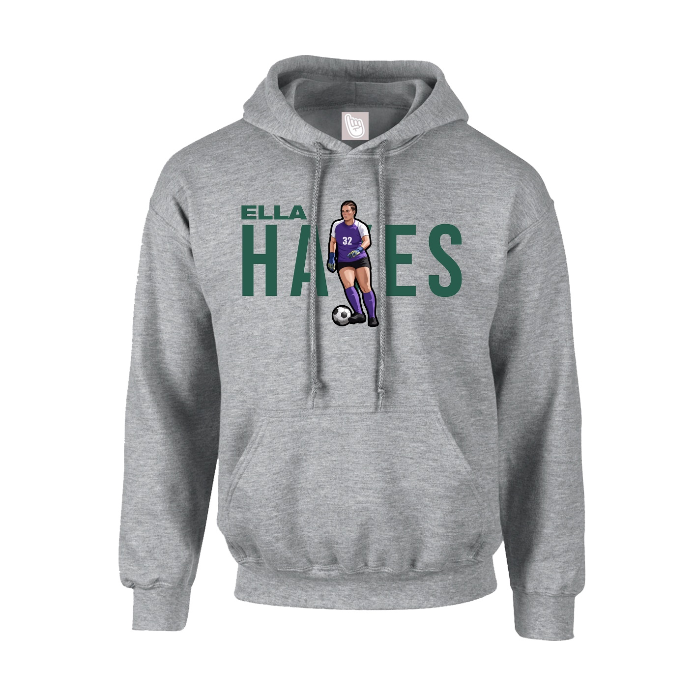 Youth Hoodie — Player Name in Grey