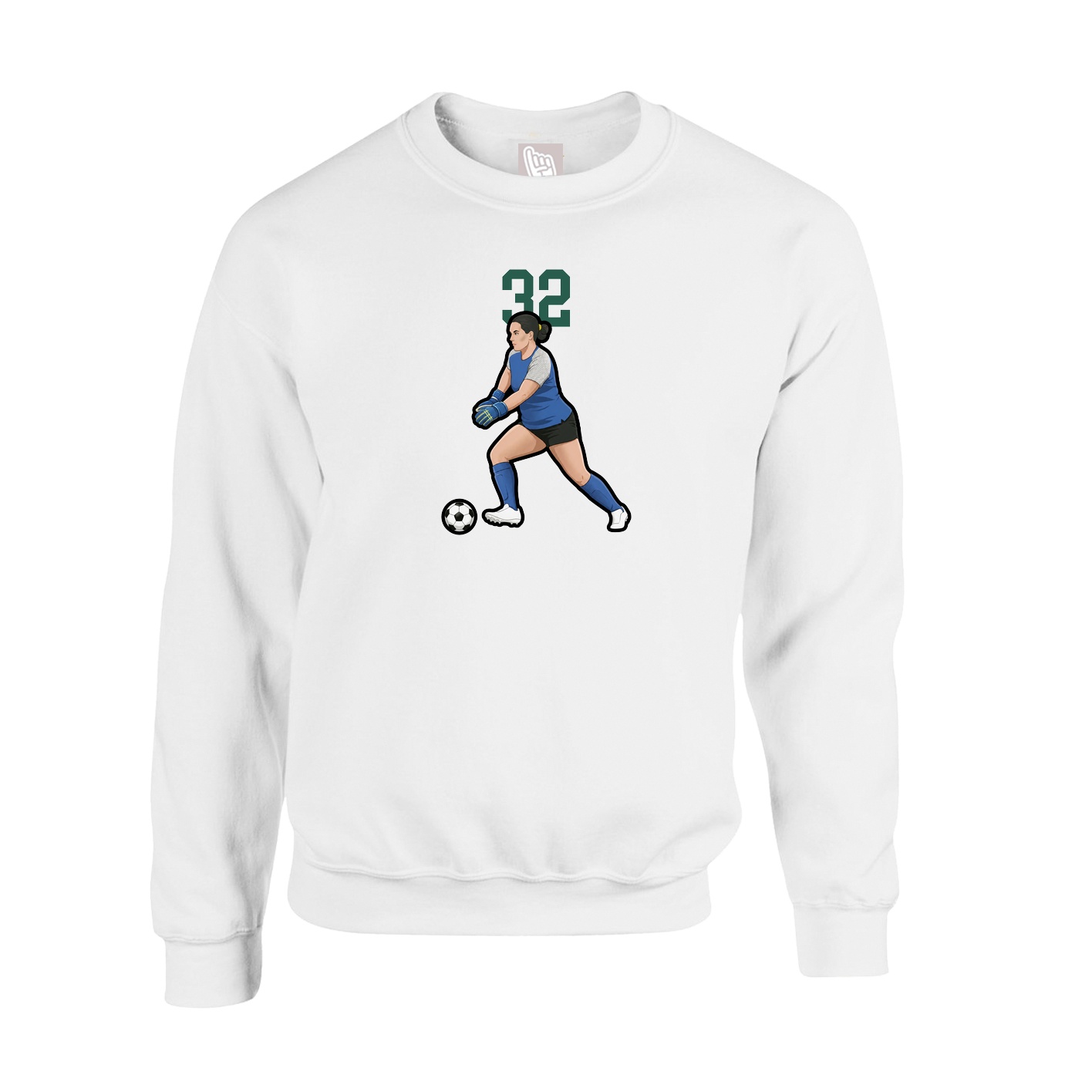Fleece Crew — Number Top in White