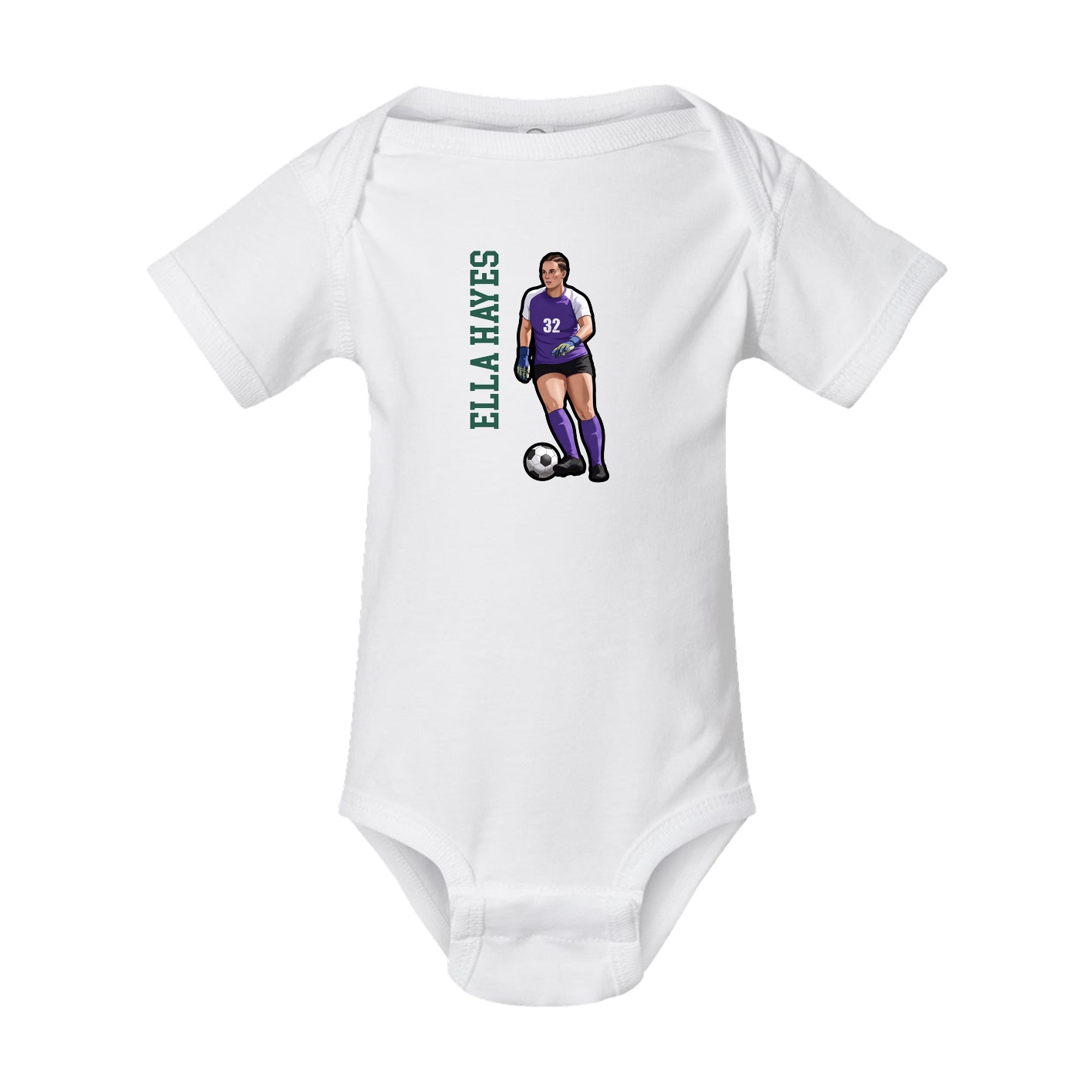 Baby Onesie — Name Vertical in White