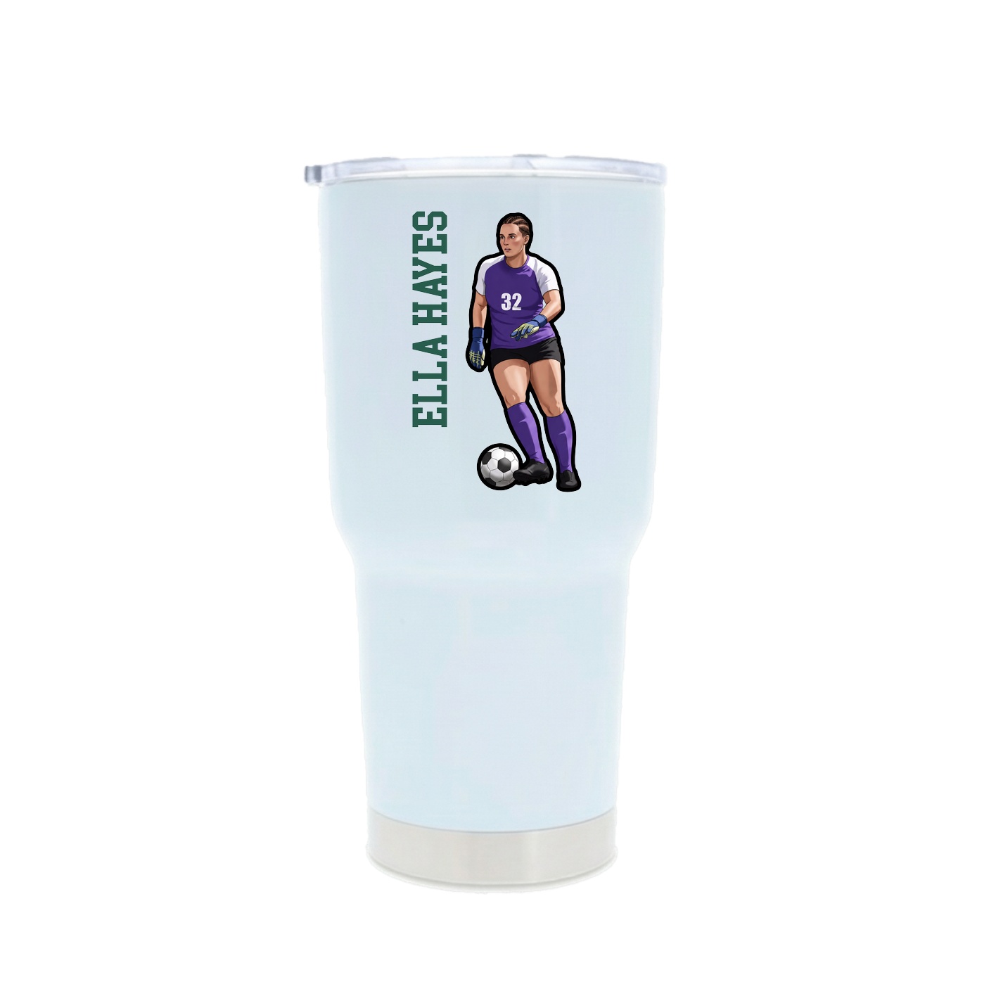30oz Stainless Steel Tumbler — Name Vertical in White