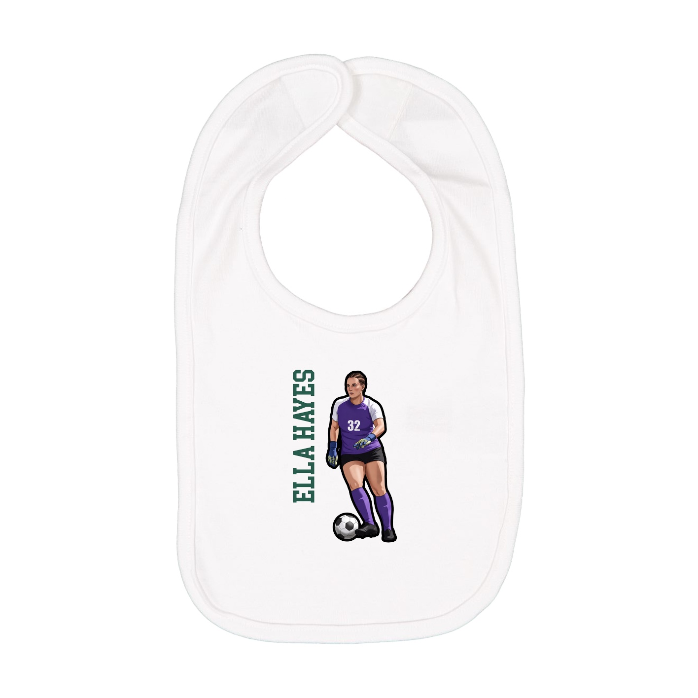Infant Bib — Name Vertical in White