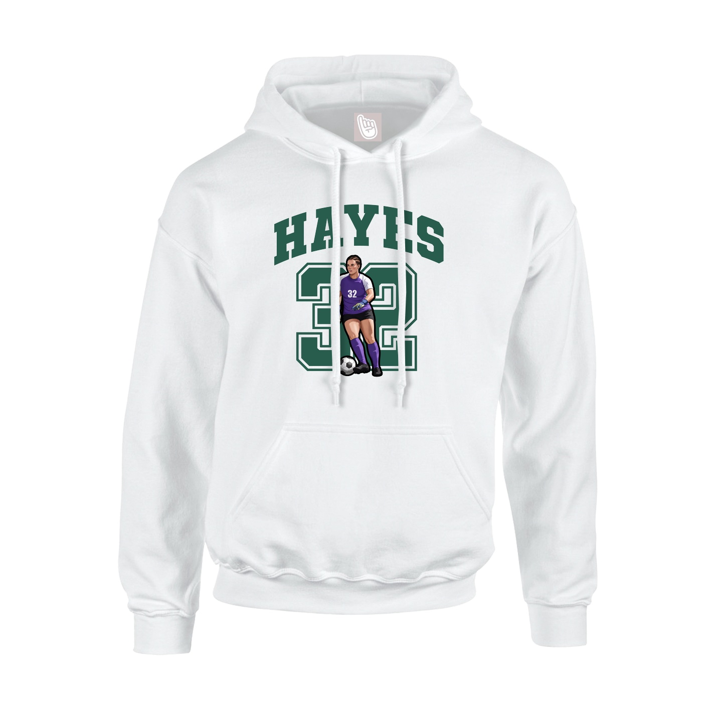 Youth Hoodie — Number in White