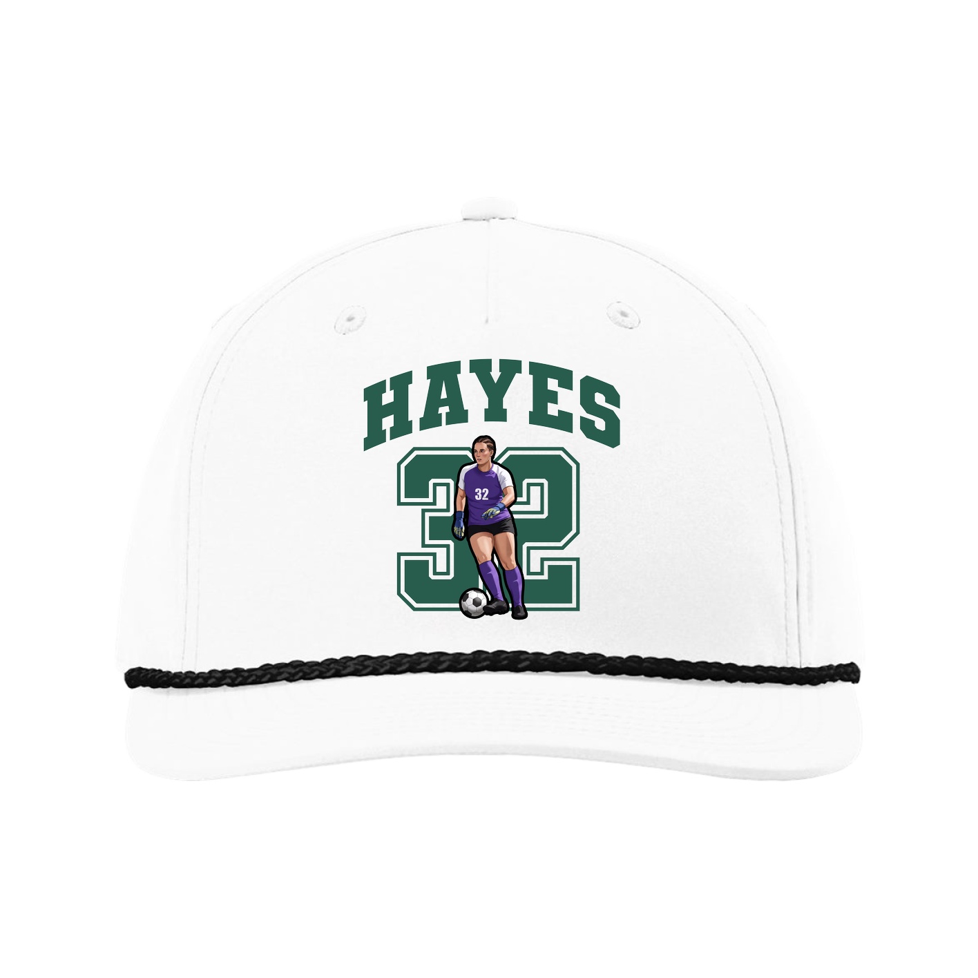 Five-Panel Classic Rope Cap — Number in White