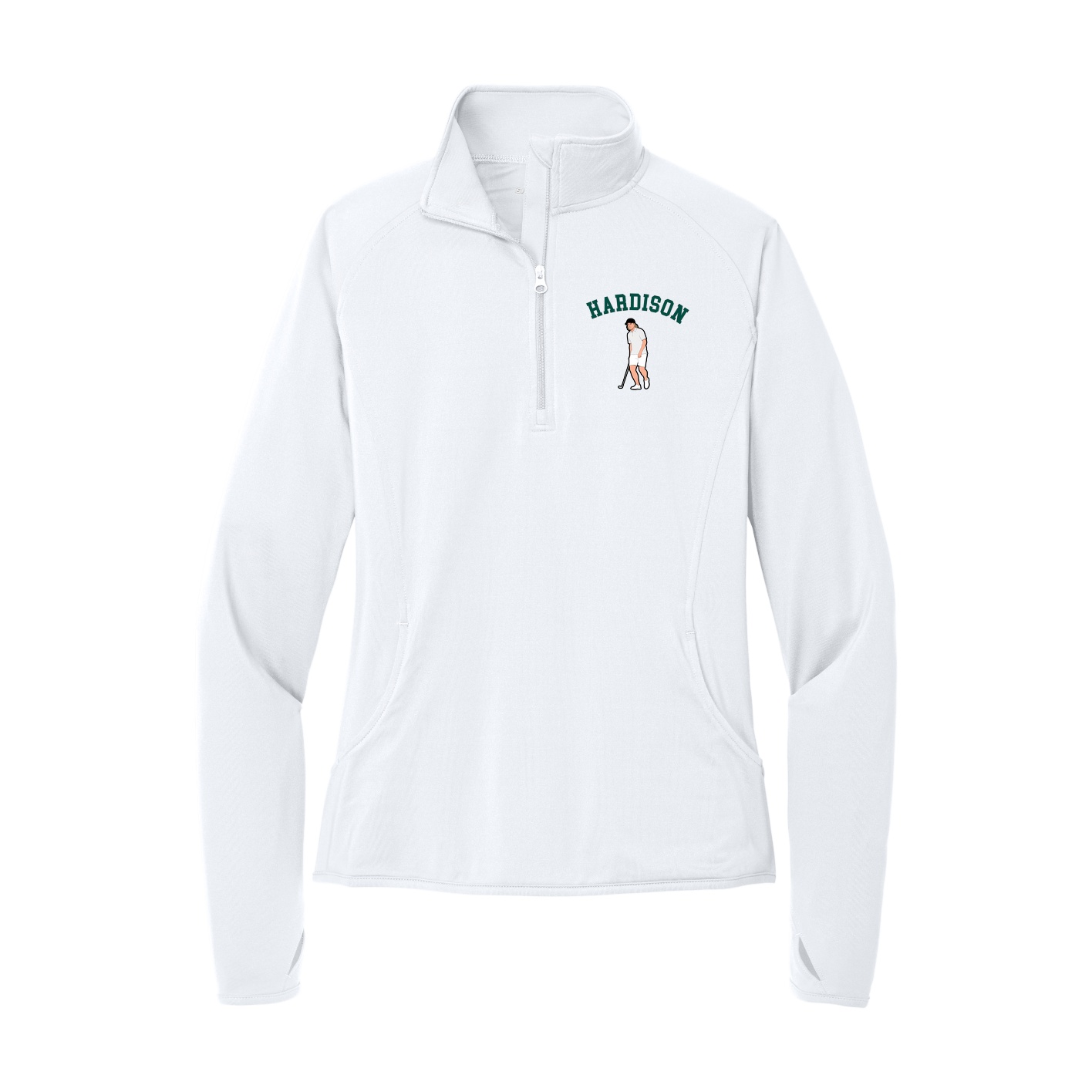 Women's Q-Zip Pullover — Shirsey Arch in White