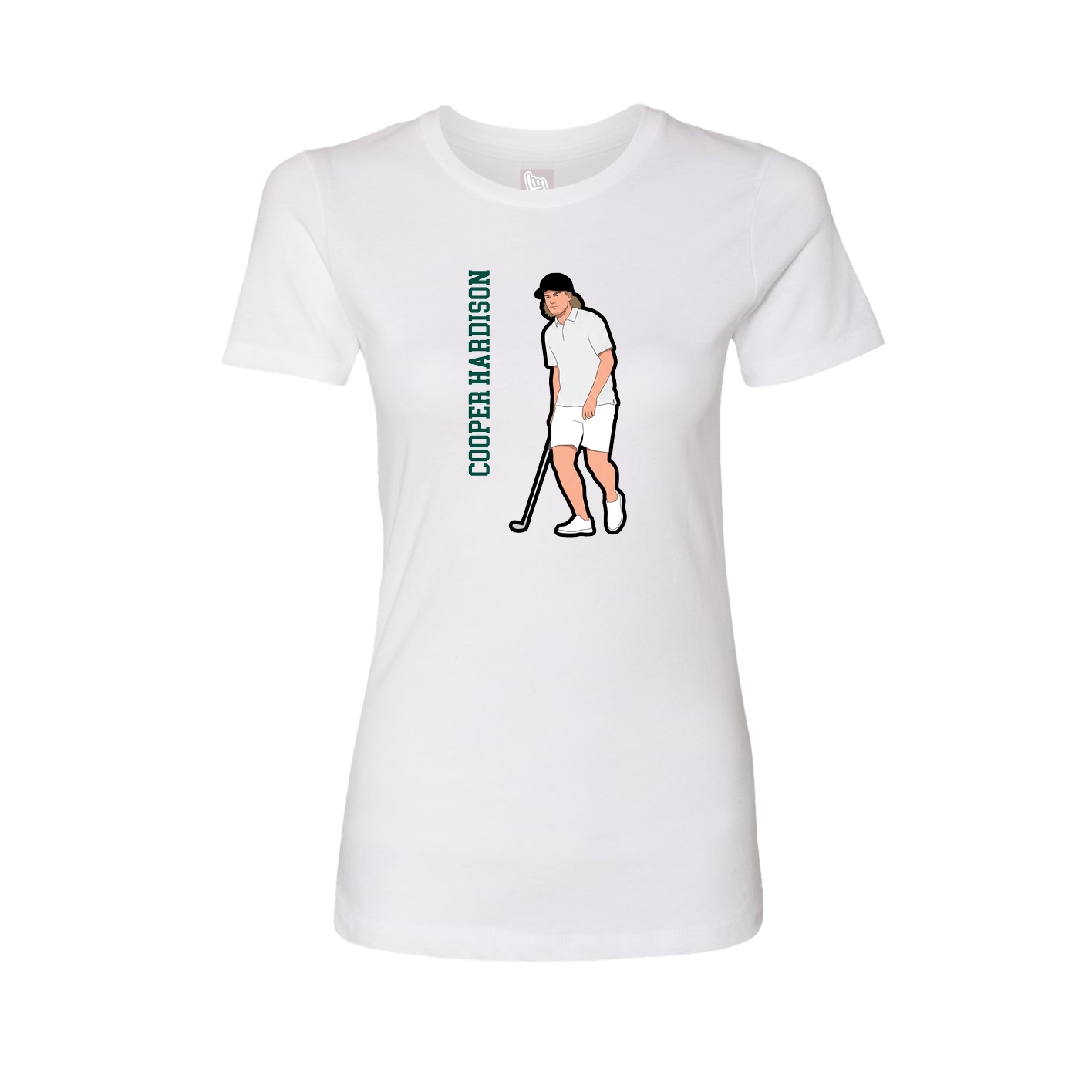 Womens Tee — Name Vertical in White