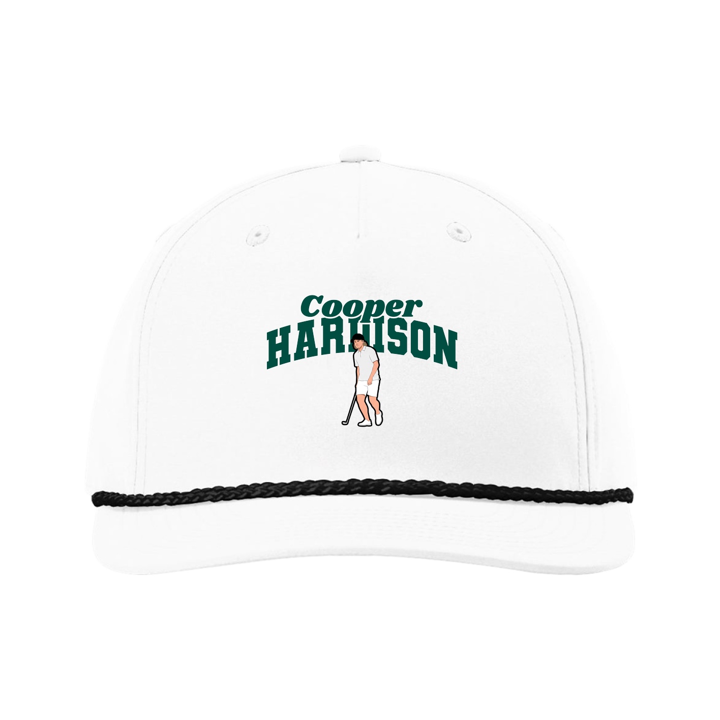 Five-Panel Classic Rope Cap — Signature Arch in White