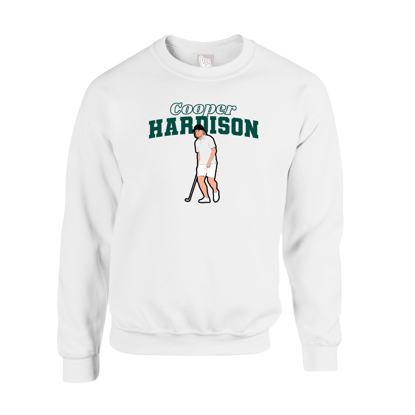 Fleece Crew — Name Arch in White