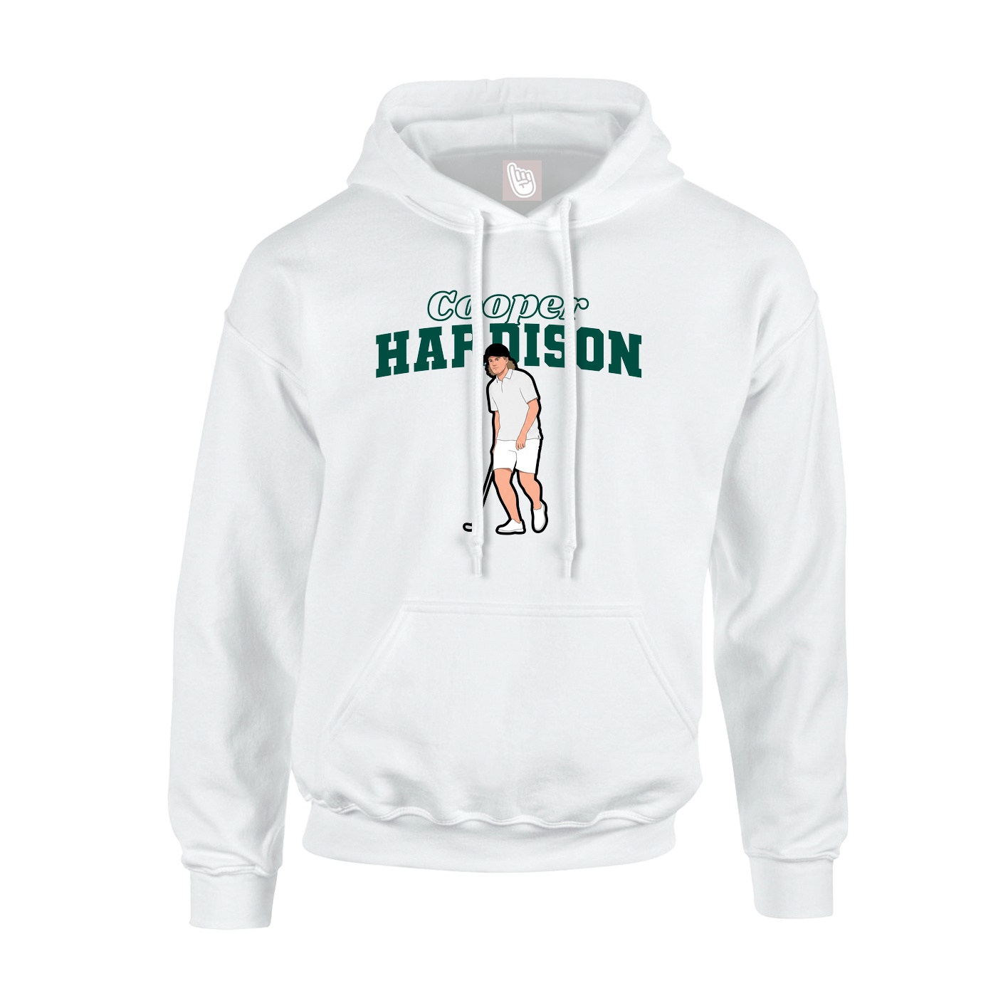 Youth Hoodie — Name Arch in White