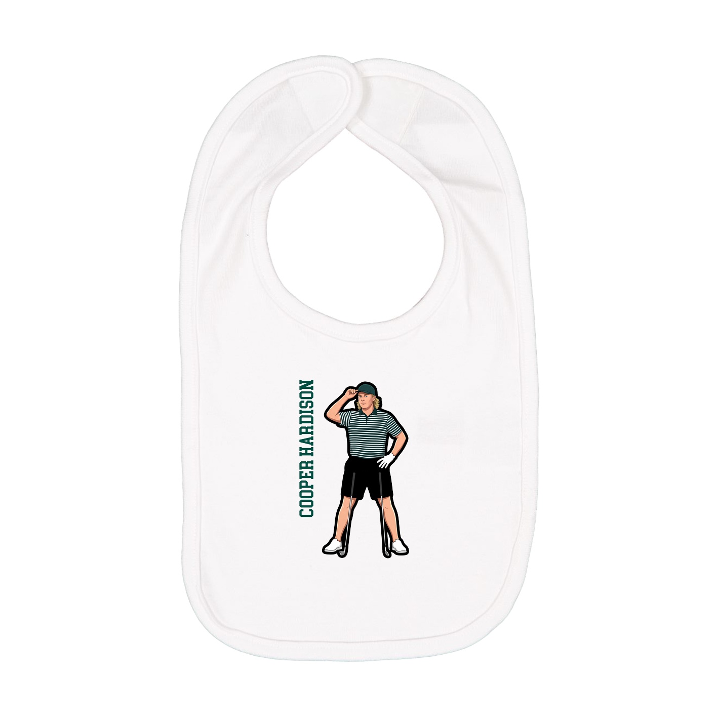 Infant Bib — Name Vertical in White