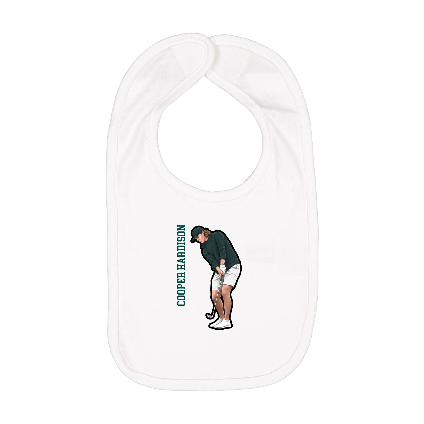 Infant Bib — Name Vertical in White