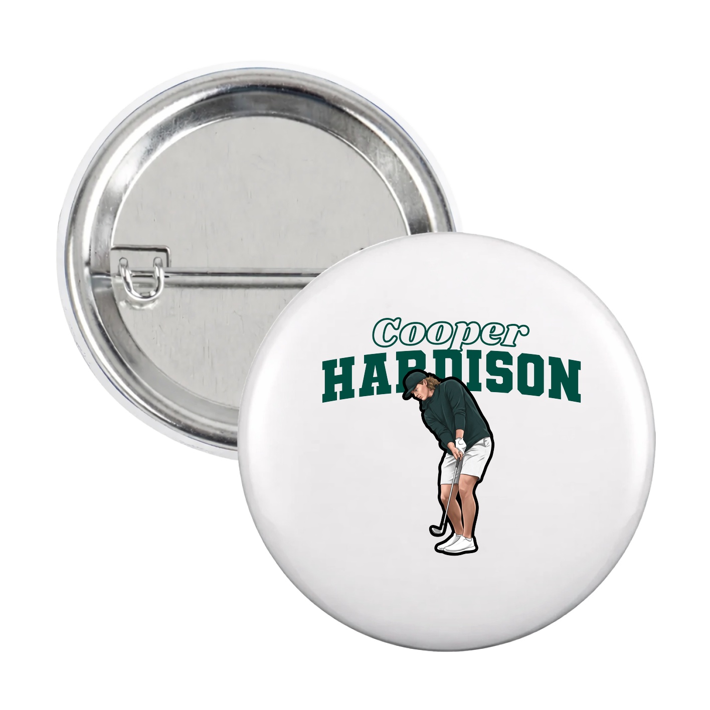 Game Day Button — Name Arch in White