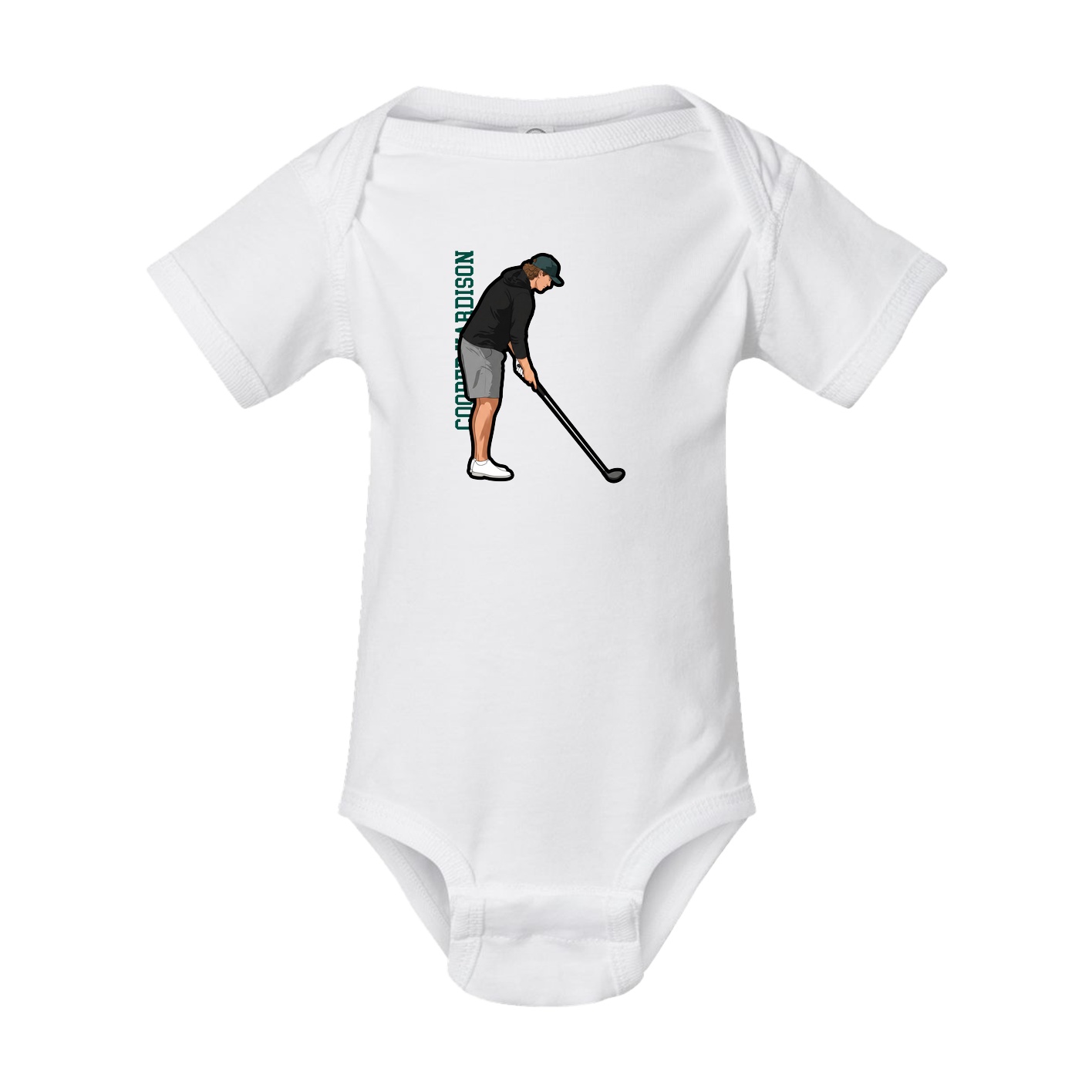 Baby Onesie — Name Vertical in White