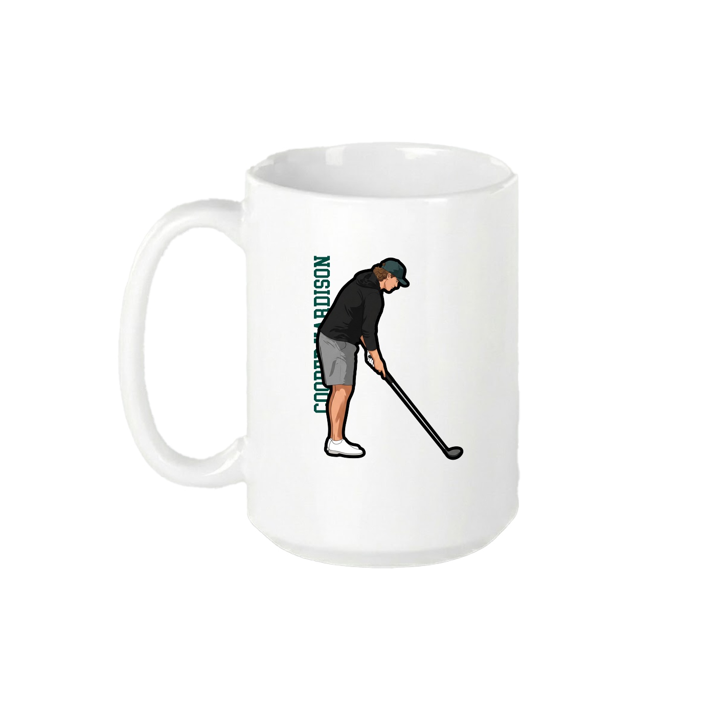 15oz Coffee Mug — Name Vertical in White