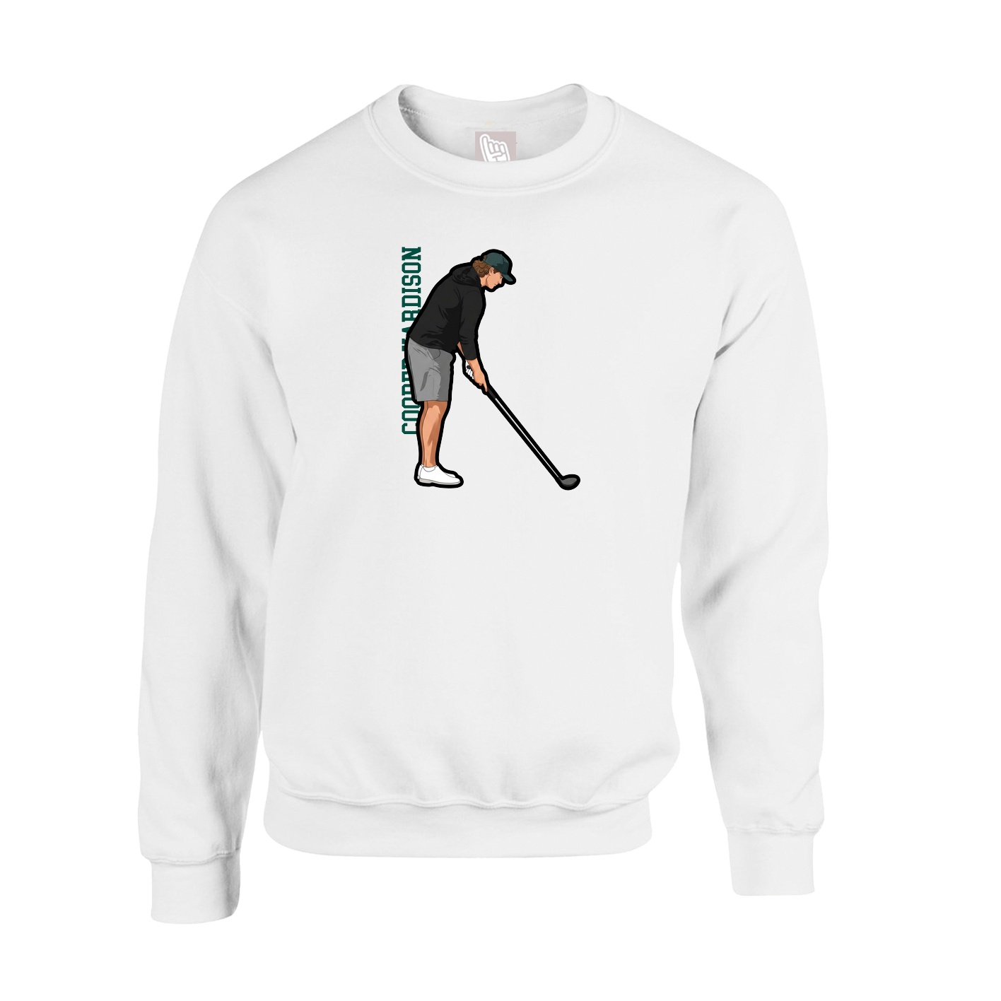 Fleece Crew — Name Vertical in White