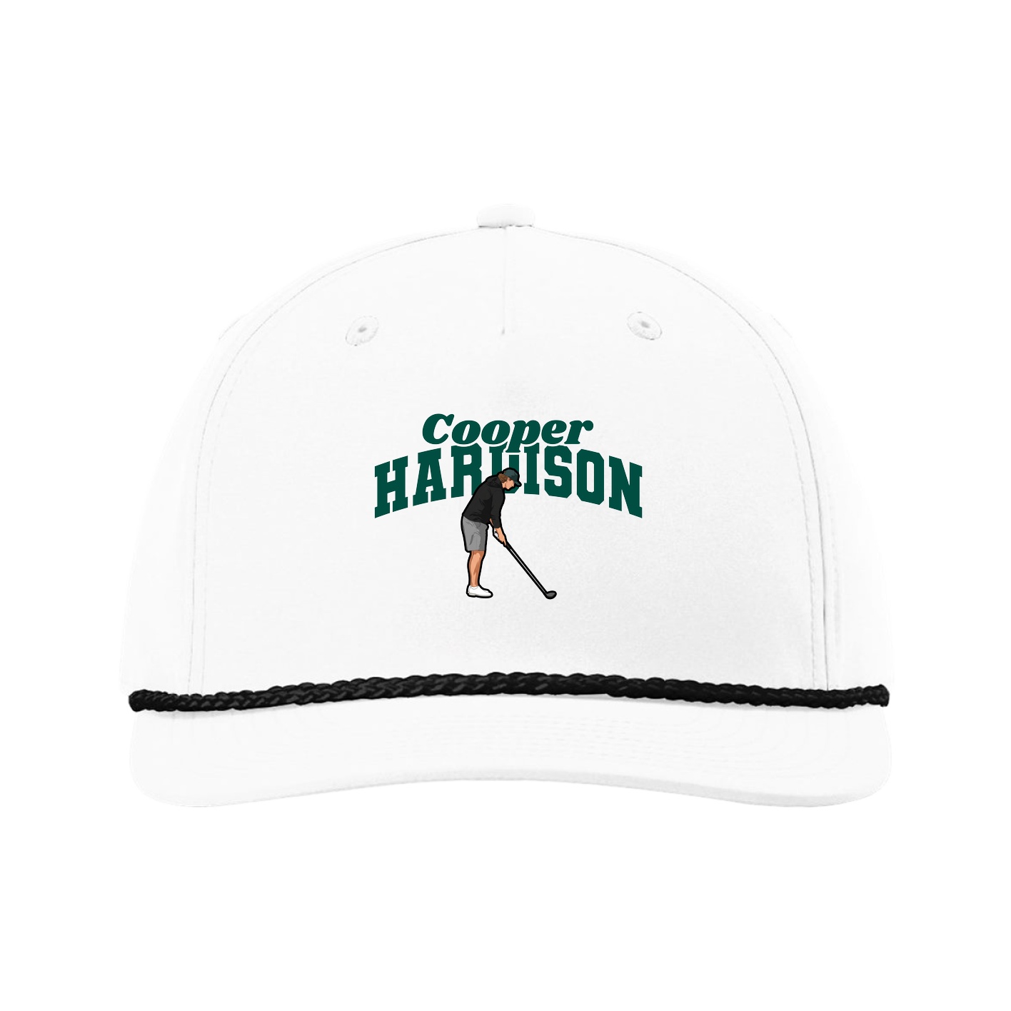 Five-Panel Classic Rope Cap — Signature Arch in White