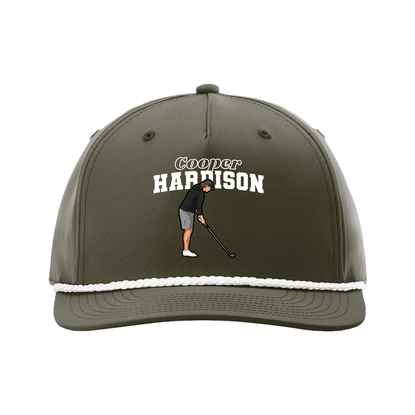Five-Panel Classic Rope Cap — Name Arch in Green