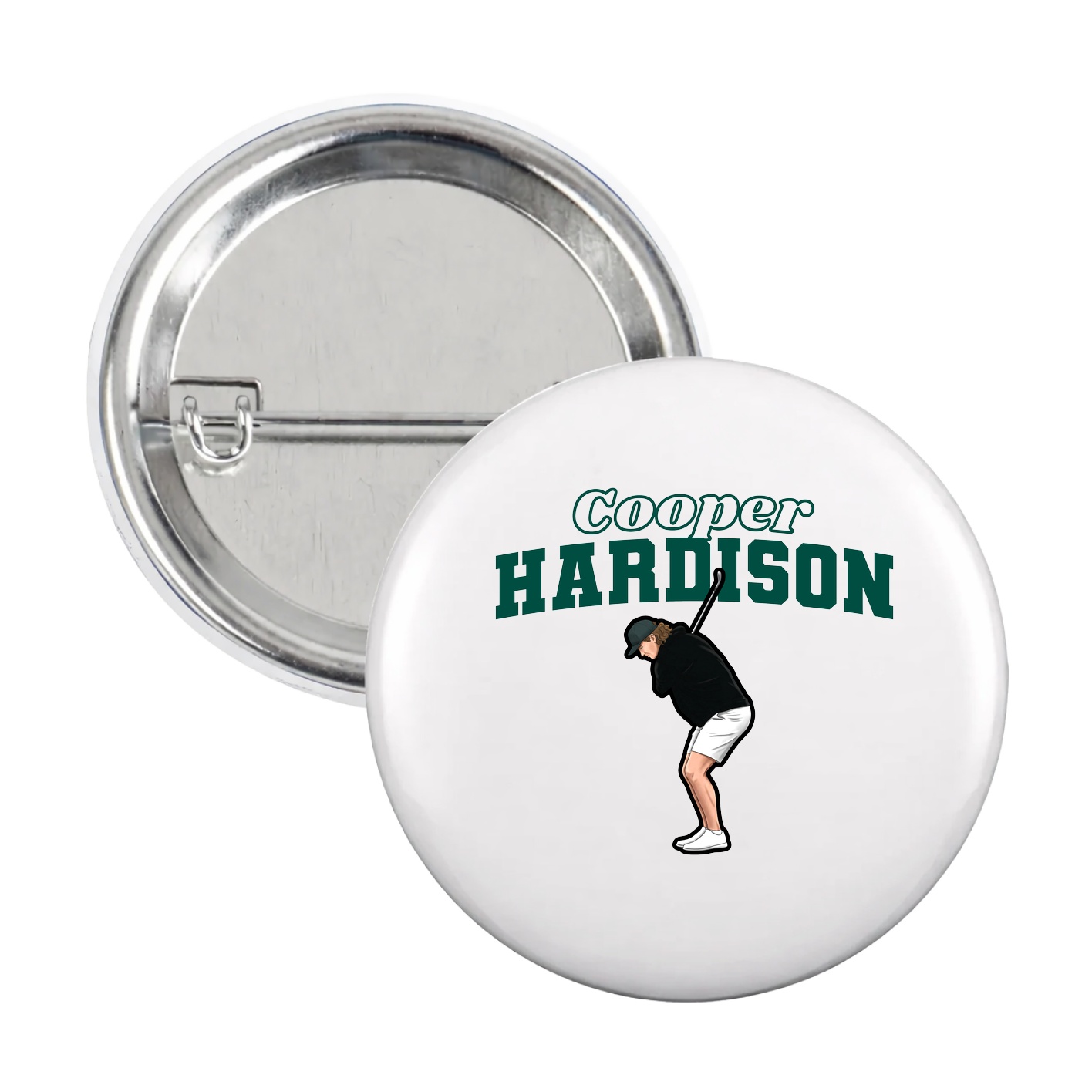 Game Day Button — Name Arch in White