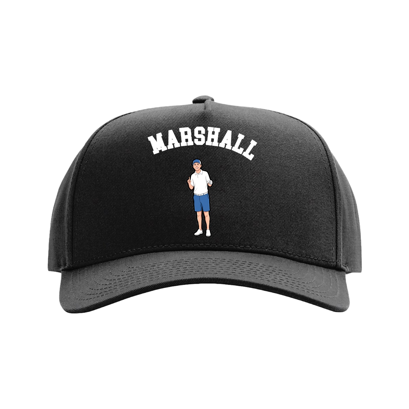 Full Fabric Five-Panel Champ Cap — Shirsey Arch in Black